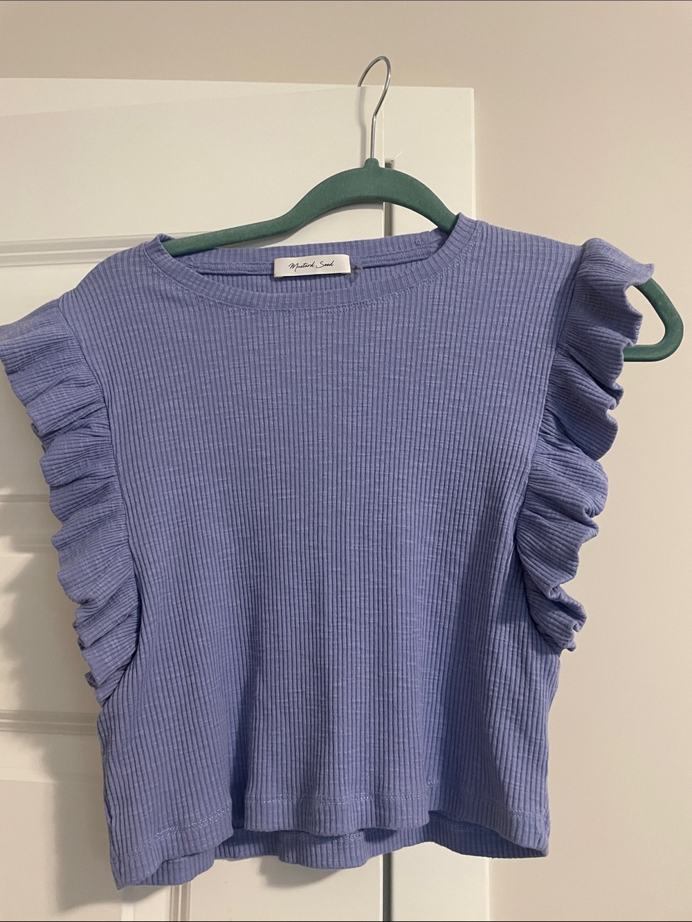Mustard Seed Lavender Ribbed Ruffle Sleeve Tank